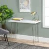 Gibby Modern Glam Hairpin Leg Writing Desk Faux White Marble - Saracina Home -Saracina Home Shop GUEST 490f16a3 64b9 4565 a442 80dfc4550bd0