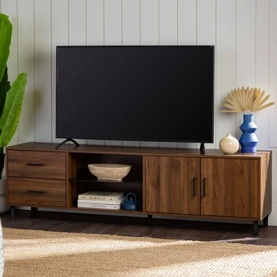 Sana Modern Triple Storage TV Stand for TVs up to 80" Dark Walnut - Saracina Home Sana Modern Triple Storage TV Stand For TVs Up To 80" Dark Walnut - Saracina Home -Saracina Home Shop GUEST 4a198994 bcd5 425b b5e9 03efbd9ec6cb