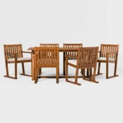 Saracina Home 7pc Modern Slatted Acacia Outdoor Dining Set With Trapezoid Legs 6 Saracina Home 7pc Modern Slatted Acacia Outdoor Dining Set With Trapezoid Legs -Saracina Home Shop GUEST 4a9c5be8 f083 42b7 b2bc 555b83314b2e