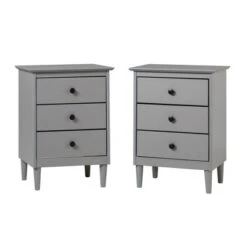 Stiva Classic Mid-Century Modern 3 Drawer Nightstand - Saracina Home
