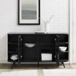 Mid-Century Modern Glass Double Door Curved Sideboard - Saracina Home -Saracina Home Shop GUEST 4fda4073 3ab4 4dc1 9d2b 29da563a6ed9