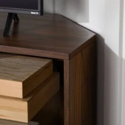 Contemporary Corner TV Stand For TVs Up To 55" Dark Walnut - Saracina Home -Saracina Home Shop GUEST 50db4602 d193 43eb a679 91af7d560c96