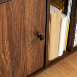 Modern Vinyl Record Player Storage TV Stand For TVs Up To 65" Dark Walnut - Saracina Home -Saracina Home Shop GUEST 5506d0d6 4998 4dc3 9b64 c3867146005b