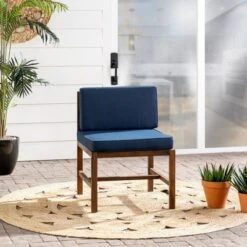 Modular Acacia Wood Armless Patio Chair With Cushion - Dark Brown/Navy - Saracina Home 8 Modular Acacia Wood Armless Patio Chair With Cushion - Dark Brown/Navy - Saracina Home -Saracina Home Shop GUEST 5557510f 751d 46fb b8de 1b90f5dc1788