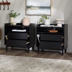 2pk Mid-Century Modern Solid Wood 2 Drawer Storage Nightstands - Saracina Home -Saracina Home Shop GUEST 559c5ca6 af7e 4136 9a5f 989a82141900