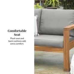 Galia Square Leg Acacia Wood Patio Loveseat With Cushions - Brown - Saracina Home -Saracina Home Shop GUEST 570fd000 4d0b 4bea bb2b a214b08d0cac