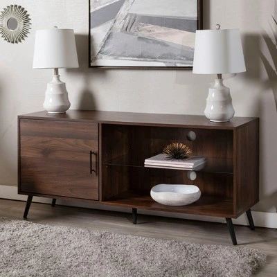 Single Door Mid-Century Modern TV Stand for TVs up to 58" Dark Walnut - Saracina Home Single Door Mid-Century Modern TV Stand For TVs Up To 58" Dark Walnut - Saracina Home -Saracina Home Shop GUEST 588b31c2 2b1c 4a6e afd1 00e15c827d11