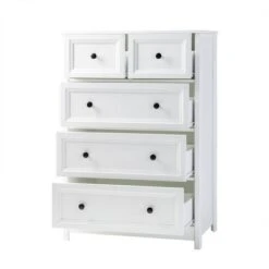Farmhouse 5 Drawer Grooved Tall Storage Dresser White - Saracina Home 12 Farmhouse 5 Drawer Grooved Tall Storage Dresser White - Saracina Home -Saracina Home Shop GUEST 59730227 3443 4480 9ec0 c768319687fc