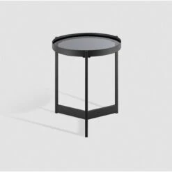 Modern Minimalist Tray Top Round Glass Side Table Black - Saracina Home -Saracina Home Shop GUEST 59ba750c 7740 47a0 aae3 0b5bc640ae7a