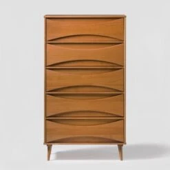 Mid-Century Modern Contoured 5 Drawer Chest Of Drawers - Saracina Home -Saracina Home Shop GUEST 5caa653a 811e 463e 86f8 f53ad4b36c6e