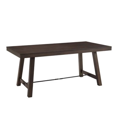 71" Tanya Modern Farmhouse Metal Stretcher Dining Table Dark Brown Oak - Saracina Home 71" Tanya Modern Farmhouse Metal Stretcher Dining Table Dark Brown Oak - Saracina Home -Saracina Home Shop GUEST 5f72815c 98ff 44a7 b4be 711d31627a09