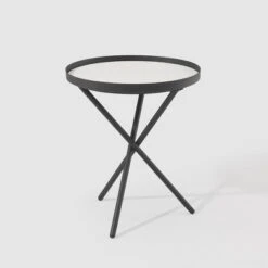 Modern Minimalist Intersecting Tripod Leg Side Table Black/Faux White Marble - Saracina Home -Saracina Home Shop GUEST 614a873c 3d85 498b afaf af357bdb86b0