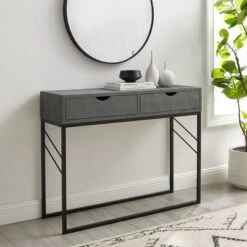 Faux Shagreen Modern 2 Drawer Entry Table - Saracina Home -Saracina Home Shop GUEST 6219430c 32ea 4f7f 80c4 8c4b297fdf88