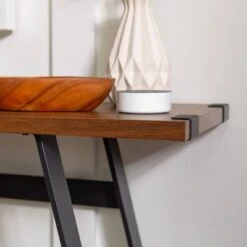 Urban Industrial Entry Table With Wood And Metal Dark Walnut - Saracina Home -Saracina Home Shop GUEST 6334ad1d 6c91 469f a79f 1ab5fe97c22c