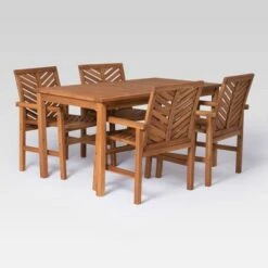 5pc Slatted Chevron Acacia Wood Patio Dining Set - Saracina Home -Saracina Home Shop GUEST 658efdca 5c3c 4a6c b983 e839c6978a2d