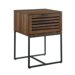 Visconti Boho Slat Pull Down Door Side Table Dark Walnut - Saracina Home -Saracina Home Shop GUEST 659ec25c 13f7 4ed9 a5d9 4380c541f97e