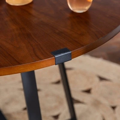 40" Urban Industrial Round Dining Table with Faux Wrap Leg Dark Walnut - Saracina Home 40" Urban Industrial Round Dining Table With Faux Wrap Leg Dark Walnut - Saracina Home -Saracina Home Shop GUEST 65b752a1 a470 4c70 a554 7b7a706fed25