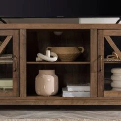 Clarabelle Transitional Glass Barn Door TV Stand For TVs Up To 65" - Saracina Home -Saracina Home Shop GUEST 6628f029 4b8f 424d 8cff 4b7e2252ac0b