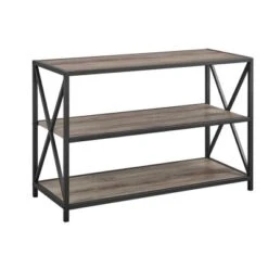 25.62" X Frame Metal And Wood Media Bookshelf - Saracina Home -Saracina Home Shop GUEST 66341339 f03c 4dae b9cb d9a098afb416