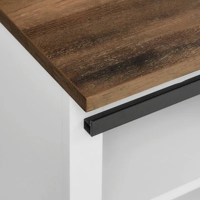 48" Transitional Sliding Barn Door Wood Bench White/Rustic Oak - Saracina Home 48" Transitional Sliding Barn Door Wood Bench White/Rustic Oak - Saracina Home -Saracina Home Shop GUEST 6676a183 4d1a 454c b6ab f9fb464a2509