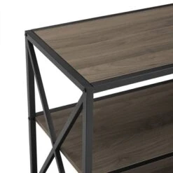 Modern Industrial X Frame Metal And Wood Media Bookshelf - Saracina Home -Saracina Home Shop GUEST 679c835e 1c70 43ee 9683 1e0a83265bd8