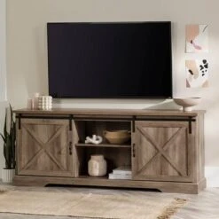 Clarabelle Double Sliding X Barn Door TV Stand For TVs Up To 80" - Saracina Home -Saracina Home Shop GUEST 67c2011a b0b3 44c6 9e39 013ec188efbf