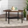 Saybrook Modern Metal And Wood Patio Hexagon Coffee Table - Dark Brown - Saracina Home -Saracina Home Shop GUEST 6b9834b8 9b1a 4e6d a100 083caa7703c2