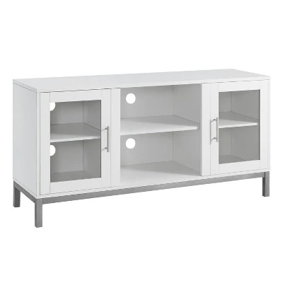 Pierceton Modern Double Glass Door with Metal Legs TV Stand for TVs up to 58" White - Saracina Home Pierceton Modern Double Glass Door With Metal Legs TV Stand For TVs Up To 58" White - Saracina Home -Saracina Home Shop GUEST 6c1695e0 ee21 4ea2 b54c a3360548366f