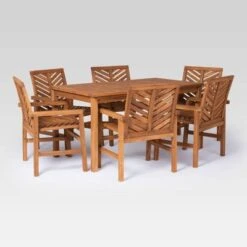 7pc Slatted Chevron Acacia Patio Dining Set - Saracina Home 12 7pc Slatted Chevron Acacia Patio Dining Set - Saracina Home -Saracina Home Shop GUEST 6c5a38cb 01f2 4a50 903c b27f64f7a8ce