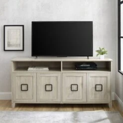 4 Door Modern Media Center TV Stand For TVs Up To 65" Birch - Saracina Home