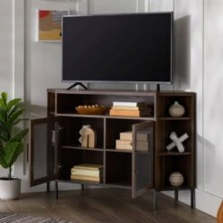 Corner TV Stand For TVs Up To 55" With Metal Mesh Doors - Saracina Home 4 Corner TV Stand For TVs Up To 55" With Metal Mesh Doors - Saracina Home -Saracina Home Shop GUEST 7220fe11 d048 4504 984c ef23a3fbf571
