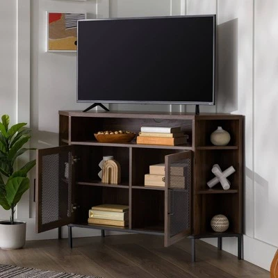 Corner TV Stand for TVs up to 55" with Metal Mesh Doors - Saracina Home Corner TV Stand For TVs Up To 55" With Metal Mesh Doors - Saracina Home -Saracina Home Shop GUEST 7220fe11 d048 4504 984c ef23a3fbf571
