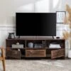 Visconti Boho Slat Door Storage Console TV Stand For TVs Up To 80" - Saracina Home