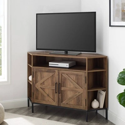 Atticus Modern Farmhouse 2 Door Corner TV Stand for TVs up to 55" Rustic Oak - Saracina Home Atticus Modern Farmhouse 2 Door Corner TV Stand For TVs Up To 55" Rustic Oak - Saracina Home -Saracina Home Shop GUEST 754db8fd 8a36 4b58 b192 cb00f68d49c3