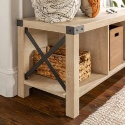 Sophie Rustic Industrial X Frame Entry Bench With 3 Cubbies - Saracina Home -Saracina Home Shop GUEST 76846a45 266b 4f62 a676 609461ed92c8