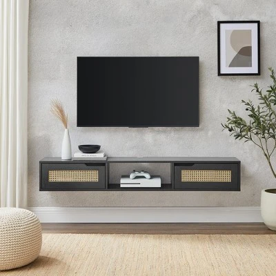 Modern Boho Floating TV Stand for TVs up to 65" with Rattan Doors - Saracina Home Modern Boho Floating TV Stand For TVs Up To 65" With Rattan Doors - Saracina Home -Saracina Home Shop GUEST 76eac520 24ad 47c2 a6b9 24cf0016994e