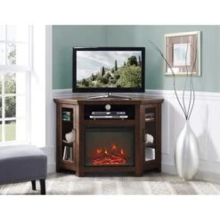 Glass Door Electric Fireplace Corner TV Stand For TVs Up To 50" - Saracina Home -Saracina Home Shop GUEST 77aa265c 6768 409a 9515 dd36fe959432