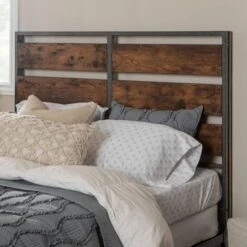 Queen Urban Chic Metal And Wood Plank Bed Brown - Saracina Home -Saracina Home Shop GUEST 78298f79 4b56 4b36 9286 ecf432a2b0f1