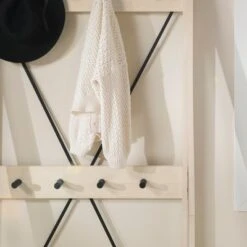 68" Solid Wood X Back Angled Hall Tree White Wash - Saracina Home 4 68" Solid Wood X Back Angled Hall Tree White Wash - Saracina Home -Saracina Home Shop GUEST 78968422 3a86 4771 9a4e 0ef03d7daf18