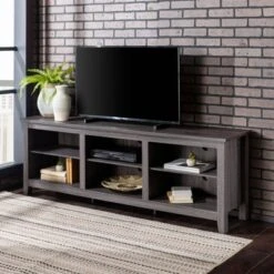 Transitional 6 Cubby Wood Open Storage Wood TV Stand For TVs Up To 80"- Saracina Home -Saracina Home Shop GUEST 79e53a3c 9e15 40b4 ae14 2a20944d3dac