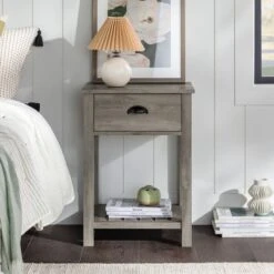 June Rustic Transitional Square Nightstand With Lower Shelf - Saracina Home -Saracina Home Shop GUEST 7b5ddb82 1126 4a27 a5cd b4ca0ca9aa36
