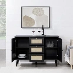 Modern Boho Wood And Rattan Storage Sideboard Black - Saracina Home -Saracina Home Shop GUEST 7bc37572 f000 43c4 929d e98d99d140c8