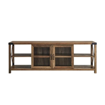 Sophie Rustic Farmhouse X Frame Glass Doors TV Stand for TVs up to 80" Rustic Oak - Saracina Home Sophie Rustic Farmhouse X Frame Glass Doors TV Stand For TVs Up To 80" Rustic Oak - Saracina Home -Saracina Home Shop GUEST 7c2421ca e0ce 4535 8d7f 077c42664977