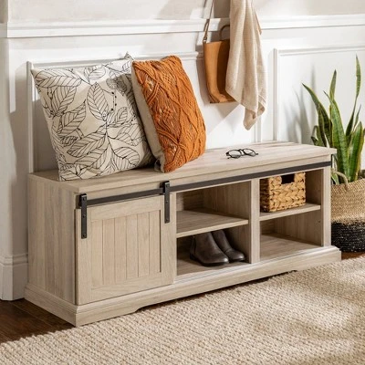 48" Transitional Sliding Door Wood and Metal Bench - Saracina Home 48" Transitional Sliding Door Wood And Metal Bench - Saracina Home -Saracina Home Shop GUEST 7e7d3fd3 cfbe 404d baa2 6aa5913b5340