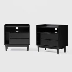 2pk Mid-Century Modern Solid Wood 2 Drawer Storage Nightstands - Saracina Home -Saracina Home Shop GUEST 7ec02fdf f38c 4ef2 8a65 1390845091ae