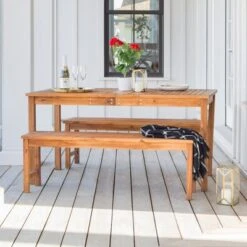 3pc Acacia Wood Simple Patio Dining Set - Saracina Home -Saracina Home Shop GUEST 7fb9d70e 0956 427a b51b dd7ef107e880