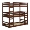Twin Indy Solid Wood Triple Bunk Bed Walnut - Saracina Home