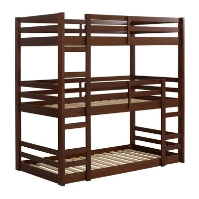 Twin Indy Solid Wood Triple Bunk Bed Walnut - Saracina Home Twin Indy Solid Wood Triple Bunk Bed Walnut - Saracina Home -Saracina Home Shop GUEST 8018049b e53a 4270 8e3c 328f5ca4c6f2