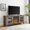 Transitional Farmhouse Window Pane Fireplace TV Stand For TV's Up To 65" Gray Wash - Saracina Home -Saracina Home Shop GUEST 820bd31c 7d36 4ff3 ad92 31725b88a2ba