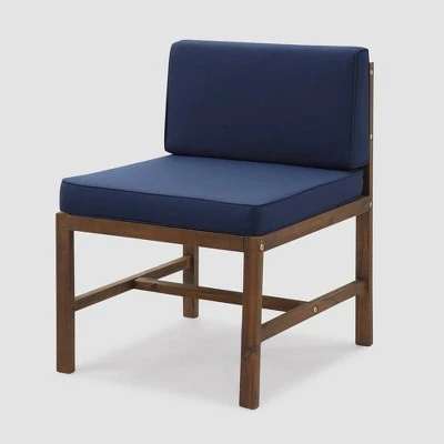 Modular Acacia Wood Armless Patio Chair with Cushion - Dark Brown/Navy - Saracina Home Modular Acacia Wood Armless Patio Chair With Cushion - Dark Brown/Navy - Saracina Home -Saracina Home Shop GUEST 8327140f 3a86 469d a392 a4971e62044f
